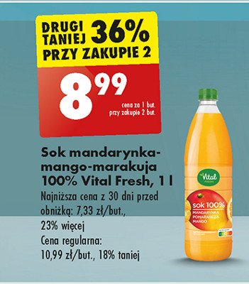 Sok 100 % mandarynka-pomarańcza-mango Vital fresh promocja