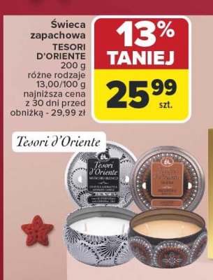Świeca zapachowa TESORI D'ORIENTE różne rodzaje 200 g promocja w Carrefour