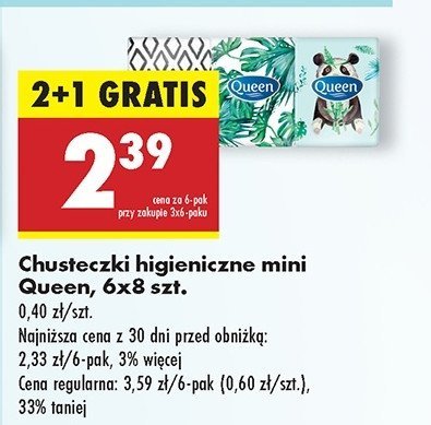 Chusteczki higieniczne mini Queen promocja