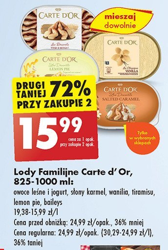 Lody waniliowe Algida carte d'or les desserts promocja