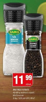 Młynek Kamis pieprz czarny/morska sól 42-90g promocja w Chorten