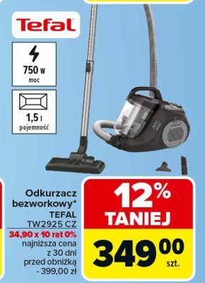 Odkurzacz bezworkowy Tefal TW2925 CZ promocja w Carrefour Market