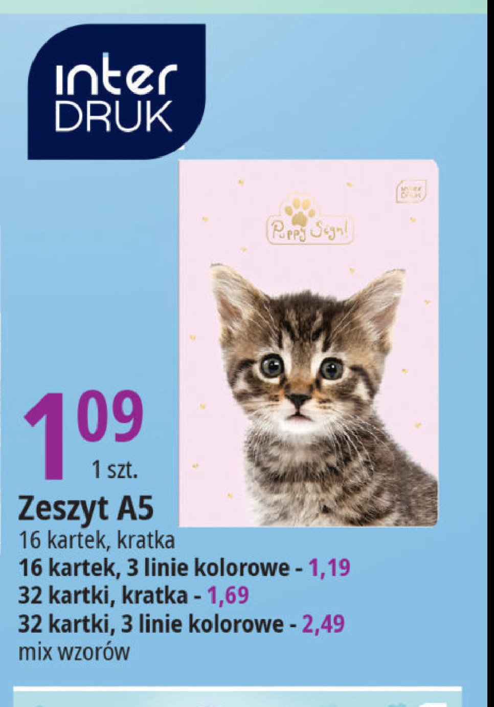Zeszyt a5/16 3 linie Interdruk promocja