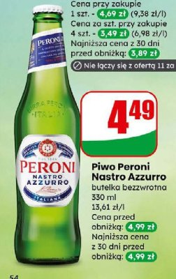 Piwo Peroni Nastro Azzurro butelka bezzwrotna 330 ml promocja w Dino