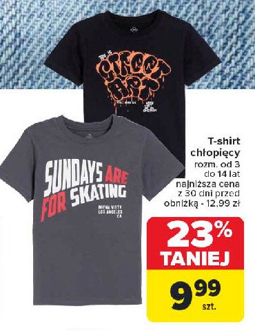 T-shirt chłopięcy z nadrukiem 3-14 lat promocja w Carrefour