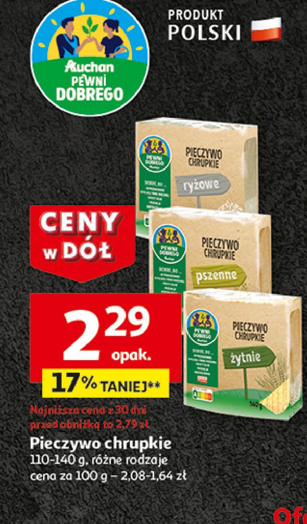 Pieczywo chrupkie pszenne Auchan pewni dobrego promocja w Auchan