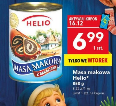 Masa makowa Helio 850 g promocja w LEWIATAN