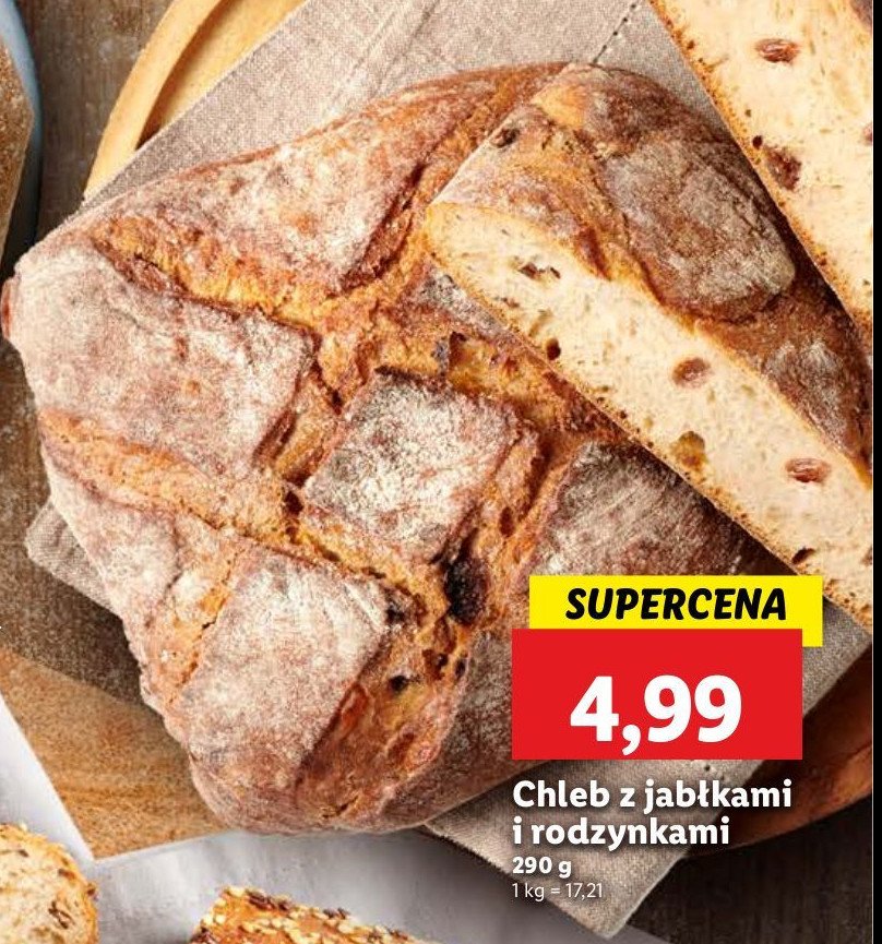 Chleb z jabłkami i rodzynkami Chrupiące z pieca promocja