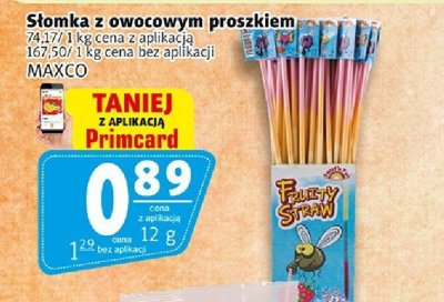 Słomka z owocowym proszkiem Maxco promocja w Prim Market