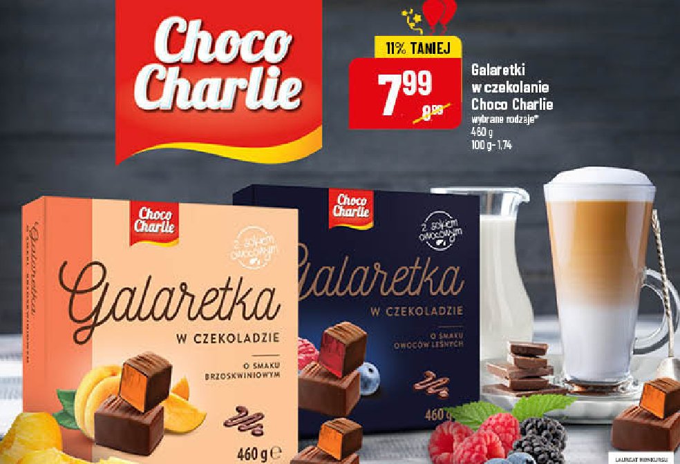 Galaretki w czekoladzie malinowe Choco charlie promocja