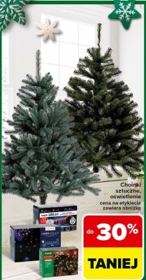 Choinka sztuczna, oświetlenie cena na etykiecie zawiera obniżkę promocja w Carrefour Market