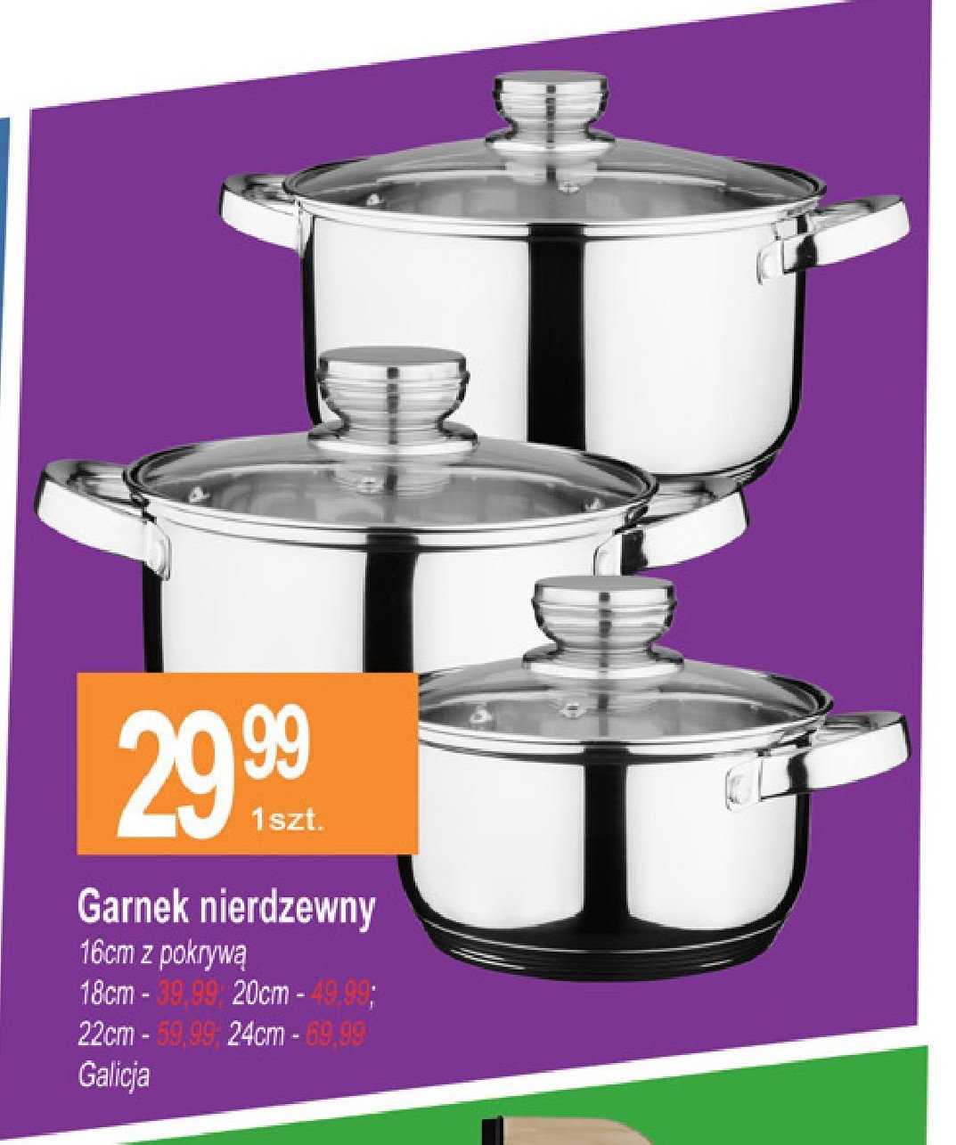 Garnek nierdzewny z pokrywka 18 cm Galicja promocja