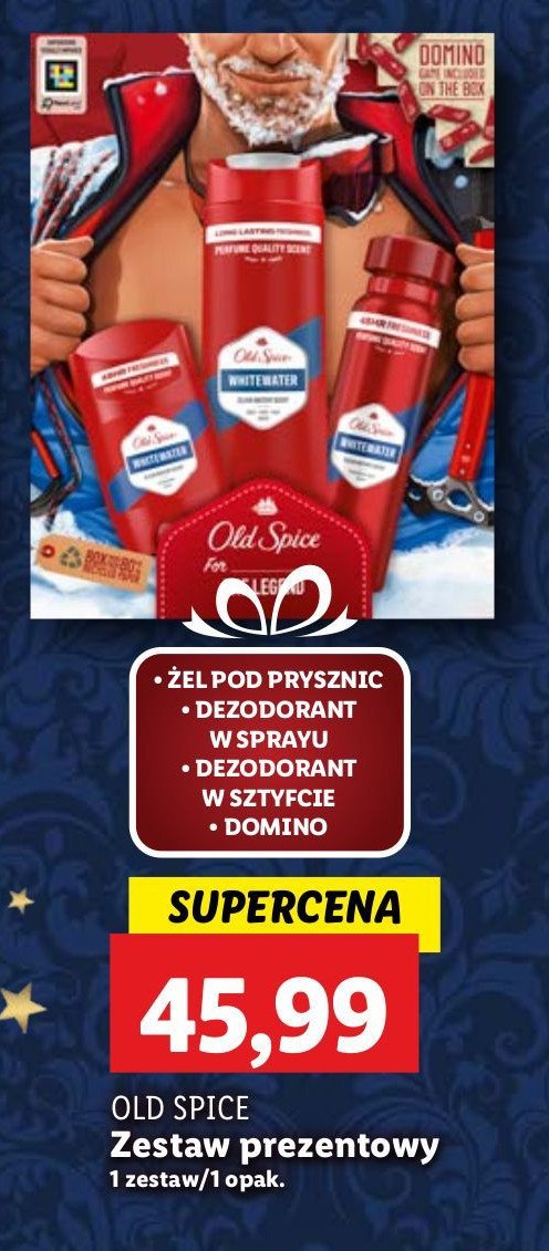 Zestaw w pudełku whitewater: żel pod prysznic 250 ml + dezodorant w sprayu 150 ml + dezodorant w sztyfcie 50 ml Old spice zestaw promocja