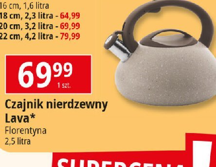 Czajnik nierdzewny lava beżowy 2.5 l Florentyna promocja w Leclerc