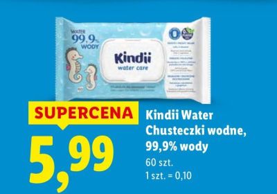 Chusteczki wodne Kindii Water 99,9% wody promocja w Lidl