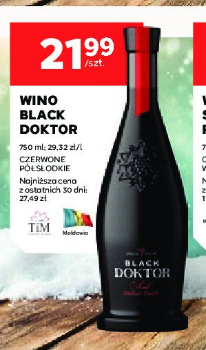 Wino półsłodkie BLACK DOCTOR promocja w Stokrotka