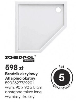 Brodzik akrylowy Atla pięciokątny promocja w Castorama
