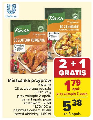 Przyprawa do złotego kurczaka Knorr przyprawa promocja w Carrefour