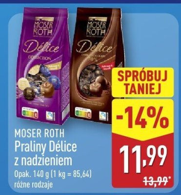 Praliny Moser Roth Délice z nadzieniem promocja w Aldi
