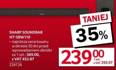SHARP SOUNDBAR HT-SBW110 promocja w Selgros