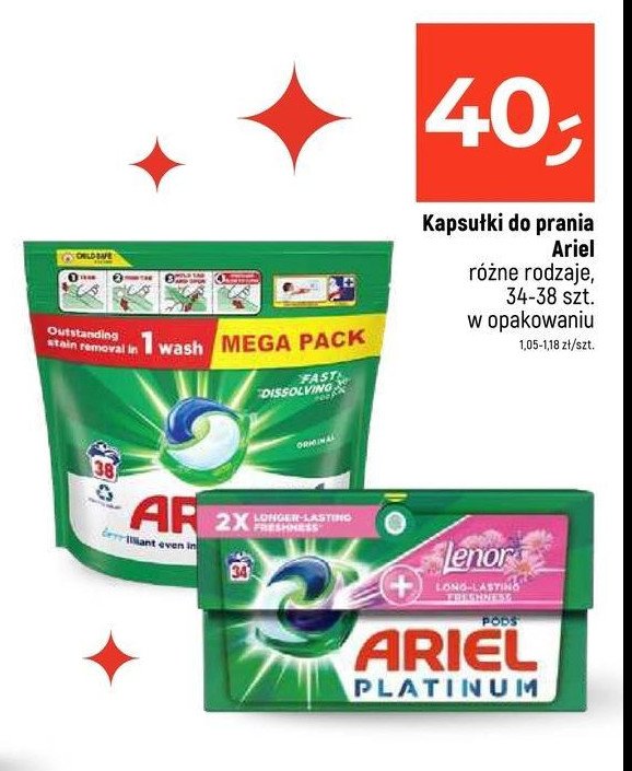 Kapsułki do prania lenor Ariel platinum promocja