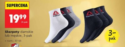 Skarpety Reebok damskie lub męskie 3-pak promocja w Biedronka