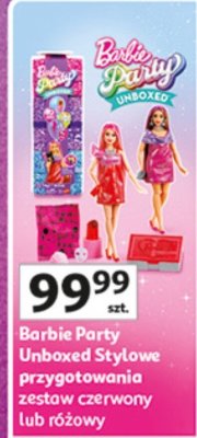 Lalka Barbie Party Imbused Stylowe przygotowania Zestaw czerwony lub różowy promocja w Auchan