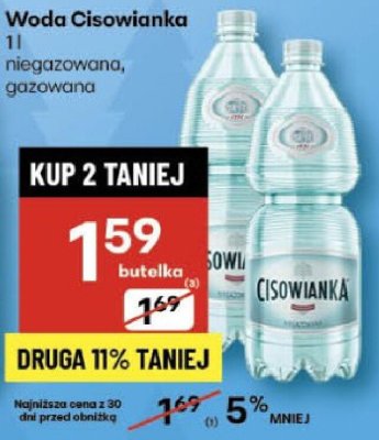 Woda Cisowianka 1l niegazowana, gazowana promocja w Delikatesy Centrum