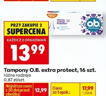 Tampony O.B. extra protect, 16 szt. różne rodzaje promocja w Biedronka