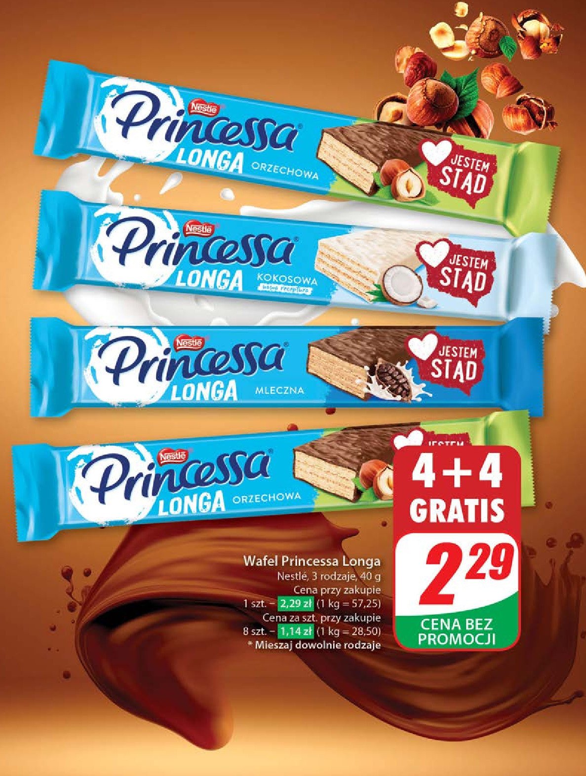 Wafelek kokosowy Princessa longa promocja w Dino