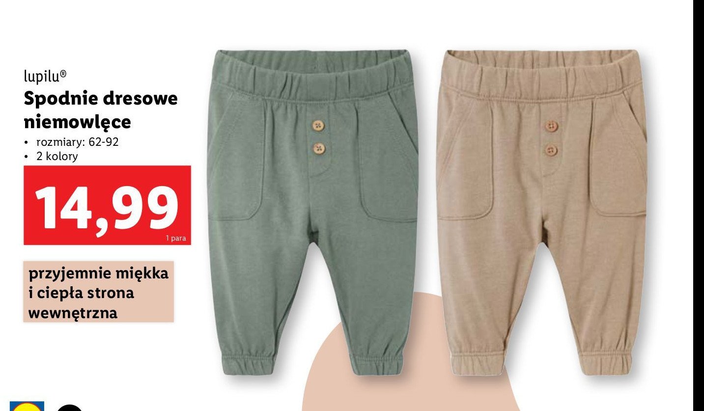 Spodnie dresowe 62 - 92 Lupilu promocja w Lidl