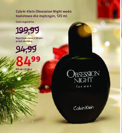 Woda toaletowa Calvin klein obsession night men promocja w Rossmann