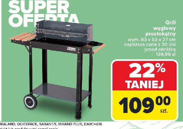 Grill węglowy prostokątny promocja w Carrefour