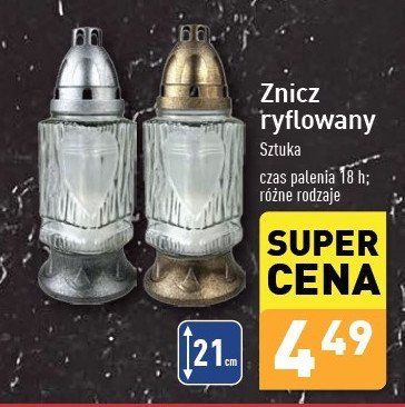 Znicz szklany ryflowany 18h 50g promocja w Aldi