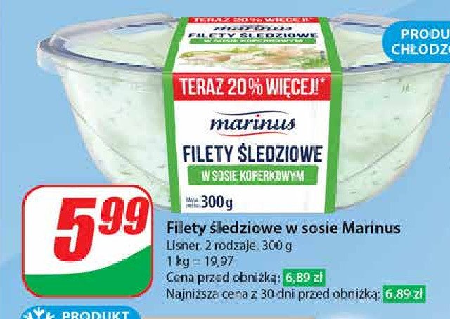 Filety śledziowe w sosie koperkowym MARINUS promocja