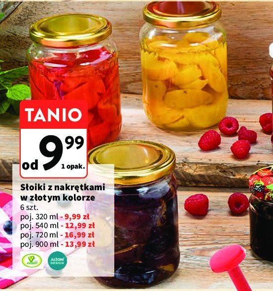 Słoiki ze złotymi nakrętkami 720 ml Altom design promocja