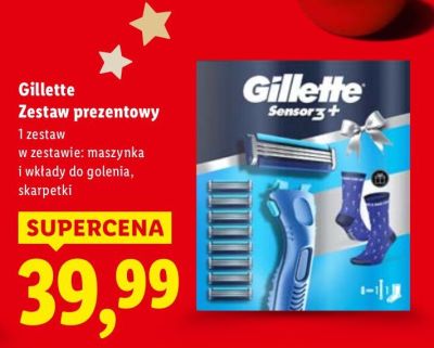 Gillette Zestaw prezentowy w zestawie: maszynka i wkłady do golenia, skarpetki promocja w Lidl