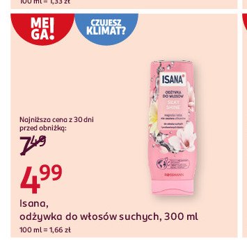 Odżywka do włosów silky shine Isana promocja w Rossmann