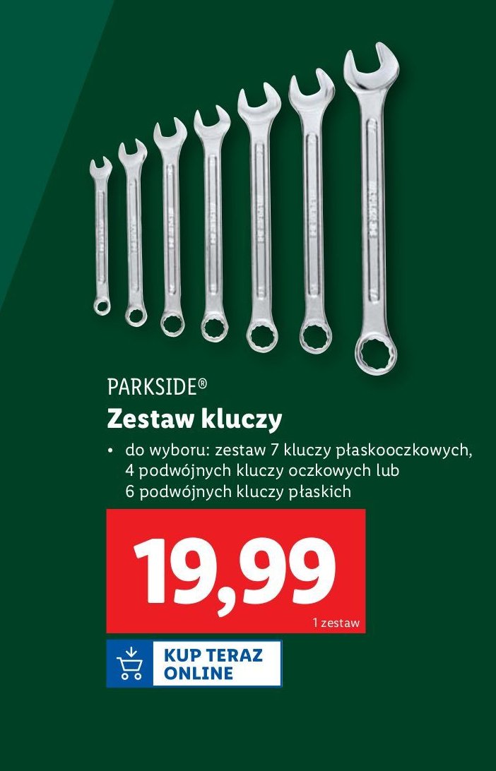 Zestaw kluczy płasko-oczkowych z grzechotą 8/9/10/13/14/17 mm Parkside promocja