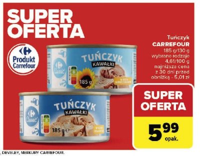 Tu艅czyk kawa艂ki w sosie w艂asnym Carrefour classic promocja
