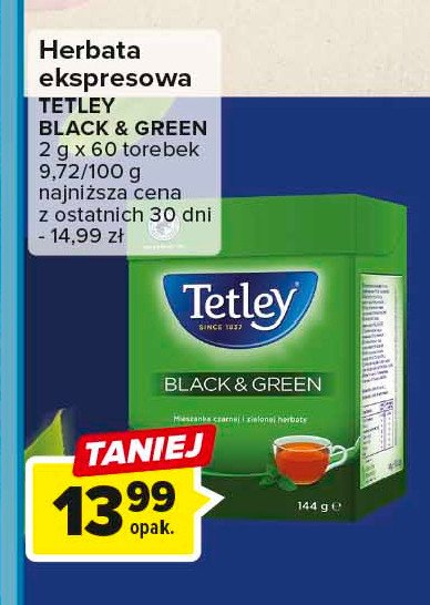 Herbata TETLEY BLACK & GREEN promocja w Twój Market