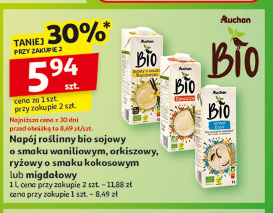 Napój migdałowy Auchan bio promocja