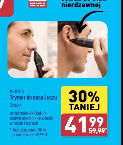 Trymer do nosa i uszu nt5650/16 Philips promocja