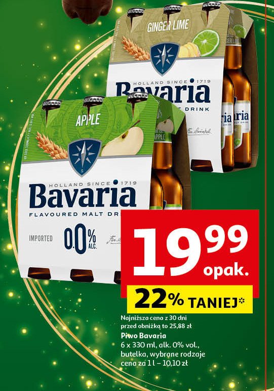 Piwo BAVARIA 0.0% GINGER & LIME promocja w Auchan