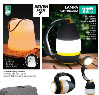 Lampa kempingowa led Seven for 7 promocja