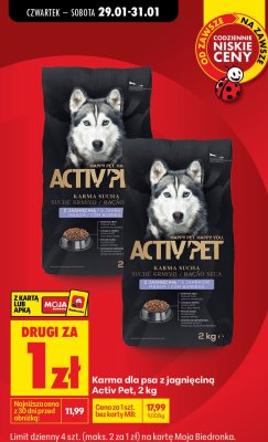 Karma sucha dla psa z jagnięciną Activ Pet promocja w Biedronka