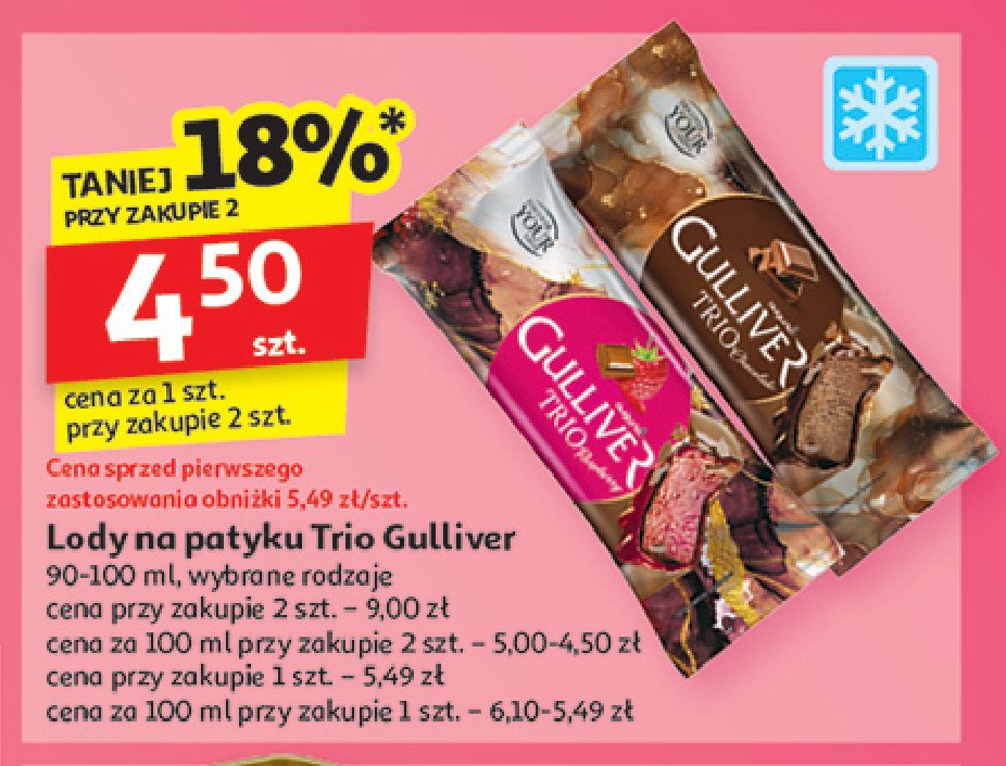 Lód trio chocolate Augusto gulliver promocja w Auchan