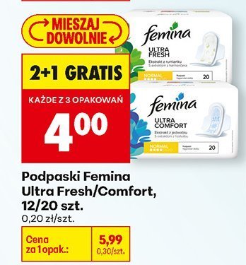 Podpaski Femina Ultra Fresh/Comfort, 12/20 szt. promocja w Biedronka