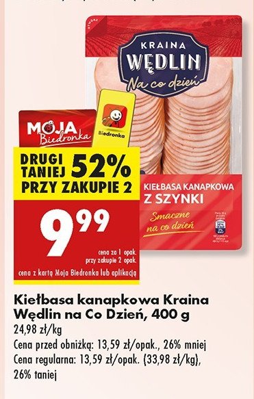 Kie艂basa kanapkowa z szynki Kraina w臋dlin promocja