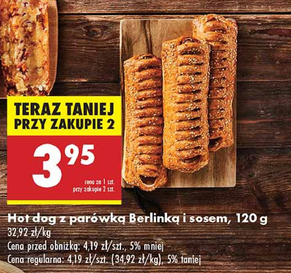 Hot dog z parówką berlinką i sosem promocja
